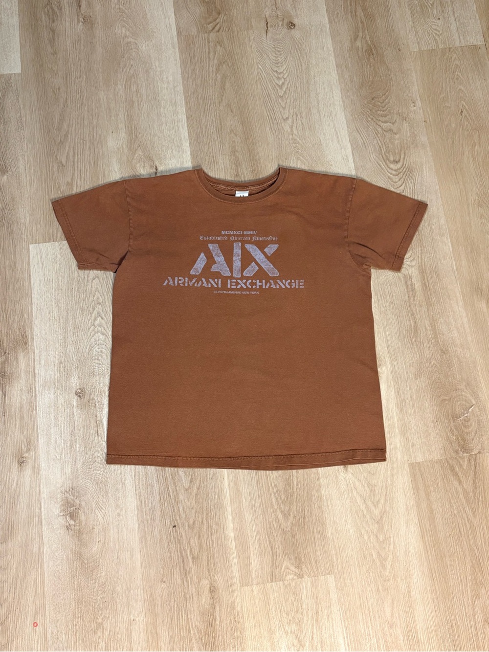 Armani Exchange Brown Graphic Tee Size Medium Cotton  T-Shirt Y2K Skater Grunge